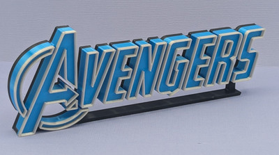 Avengers (Modern) - 3D printed logo, desk or wall mounted. 150mm wide