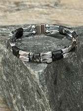 Silver Magnetic Hematite Therapy Bracelet Anklet Picasso Jasper 2 row