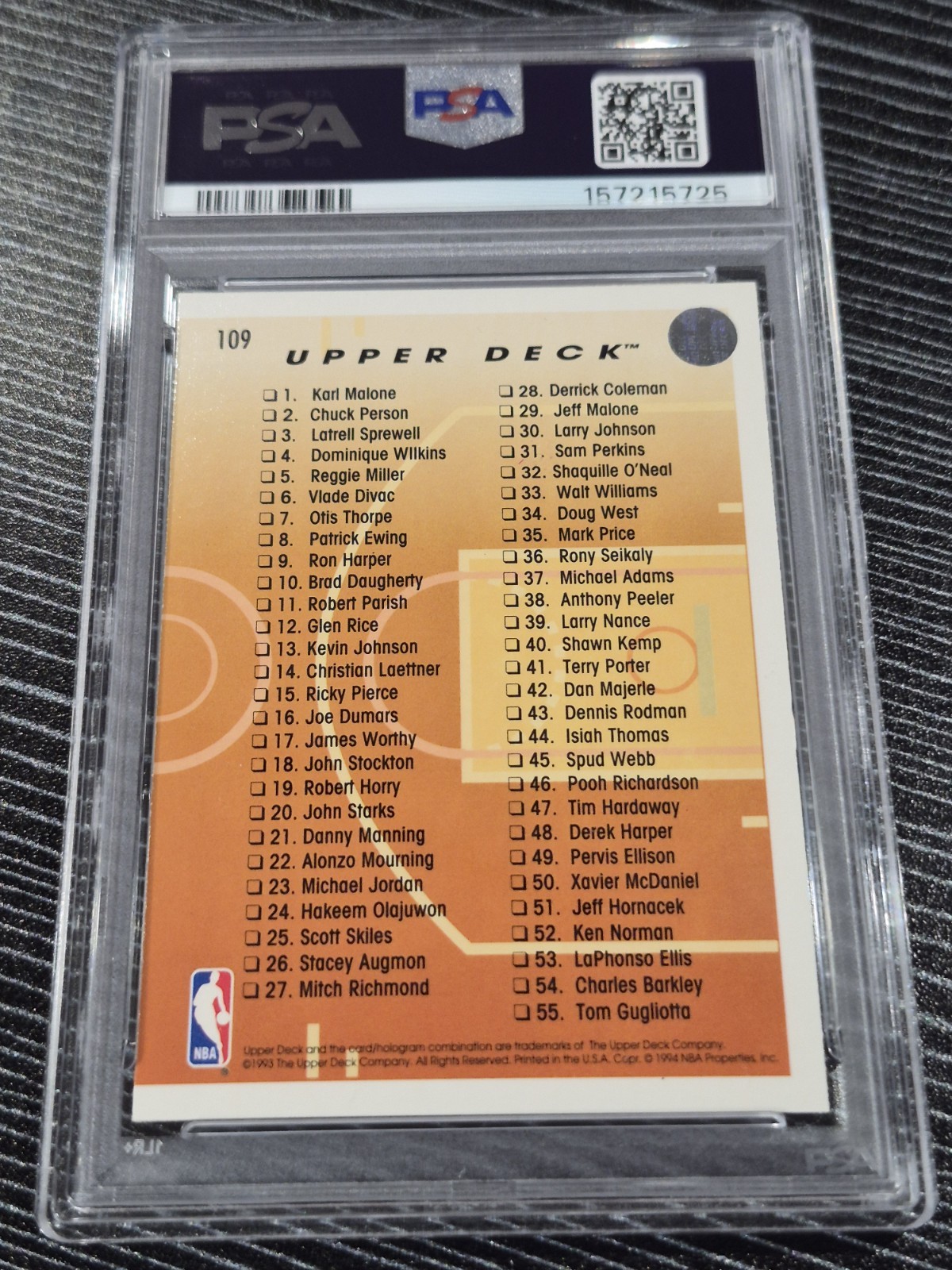 Michael Jordan PSA 9 MINT 1993-94 Upper Deck Pro View 3D Checklist 1-55 Bulls 🐐 view 2