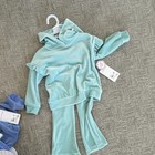 90 Degree by Reflex Girls Velour Ruffle Hoodie & Flare Pants Set Blue 2T   — photo 4