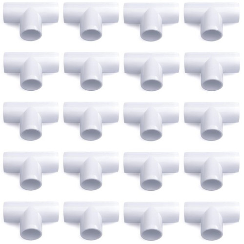 20-Pack 3/4 in. Schedule 40 PVC Tees 3-Way Pipe T-Fittings SCH40 ASTM