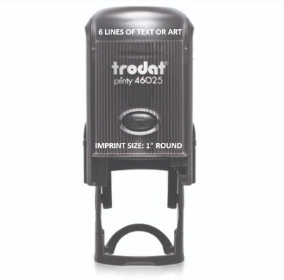Trodat 46025 - 1 inch Round Stamp - 6 Lines of Text- Custom Self-Inking