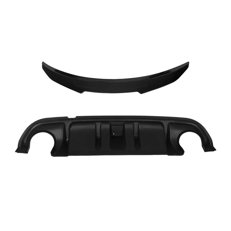 Rear Bumper Diffuser & Rear Spoiler Glossy Black Fit for 2014-2017 Infiniti Q50 Foto 4 de 4