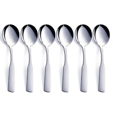 Heavy Duty 6.1-Inch Stainless Steel Soup Spoons - Set of 6 for Luxurious Dining