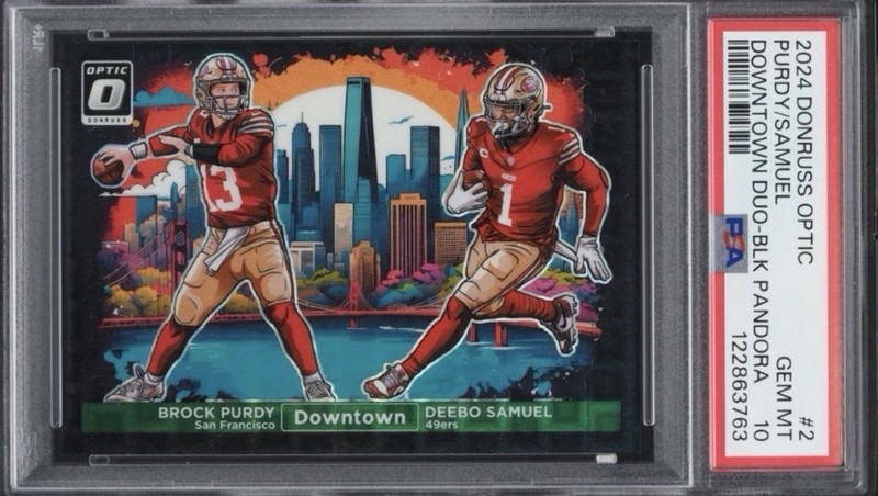 2024 Optic Downtown Black Pandora Brock Purdy/Deebo Samuel PSA 10 /25