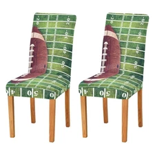 Chair Covers for Dining Room, Retro Grunge American Football Field Stretch Ch...