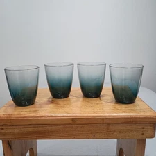 Teal Green Drinking Glasses Rocks Low Ball Old Fashioned Thick Bottom Set Of 4