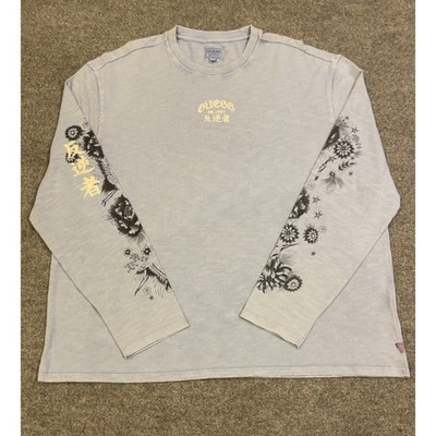 Guess Mens Nimbus Blue David Embroidered Long Sleeve T-Shirt XL New With Tags