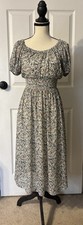 Madewell Floral Smocked Midi Dress Puff Sleeve Multicolor Size XXS Spring Summer