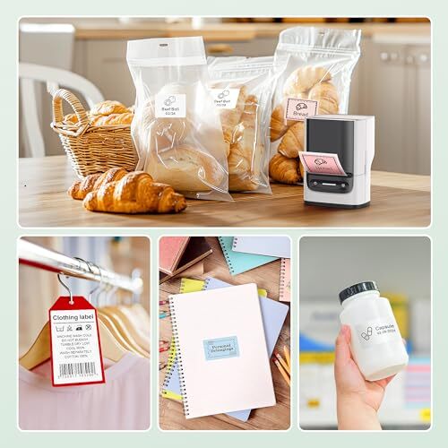 Bluetooth Label Maker with Thermal Printer and Portable Tape for Easy Labeling