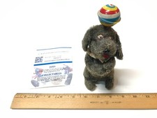 1950's FURRY PUPPY DOG WIND UP With BALL made in JAPAN in Mint Shape