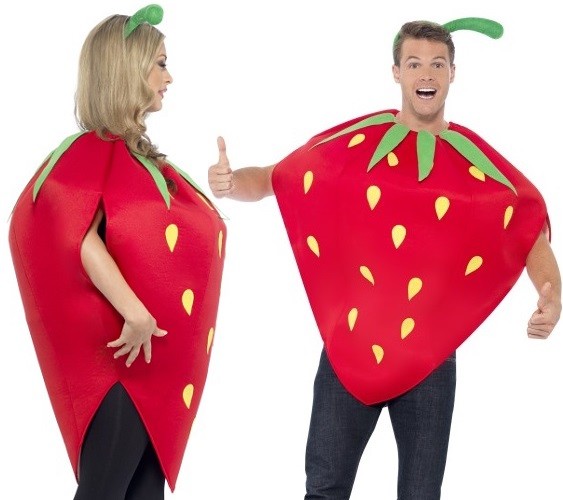 Adulto Fresa Vestido Elegante Disfraz Comida Fruta Unisex Conjunto de Smiffys