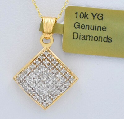 ECHTER 0,50 kt DIAMANT ANHÄNGER 10K MASSIV GOLD - kostenlose Bewertung - HERGESTELLT IN USA