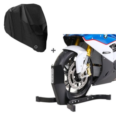 Motorcycle Wheel Chock + Cover XL Set Easy Plus black