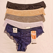 5 Pk Rene Rofe Sz M Lace Multicolor Soft Lace Panties Briefs Underwear NWT