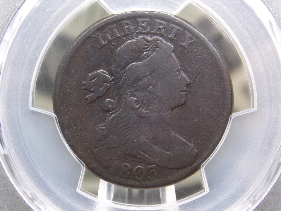 Centavo grande busto drapeado 1803 1 c graduación profesional en muy buena condición 10 "fecha pequeña / fracción pequeña" 515