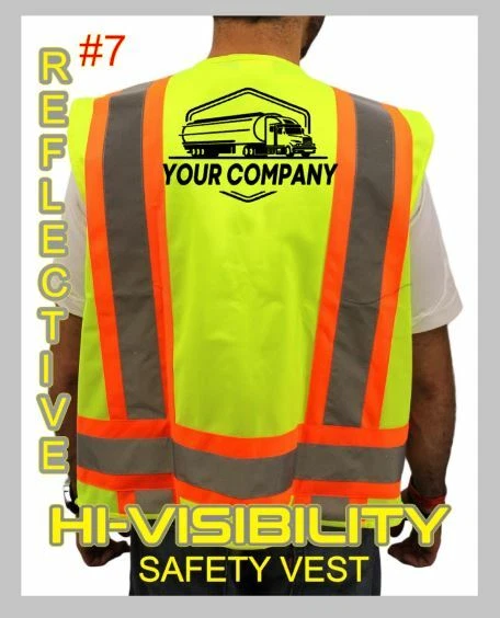 CUSTOM HI-VISIBILITY SAFETY VEST BLACK DESIGN YOUR TRUCKING COMPANY -REFLECTIVE- - Image 4 of 4