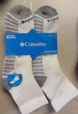 Columbia Men's 6 Pairs Athletic Quarter Socks Large 6-12 Super Soft NEW w TAGS