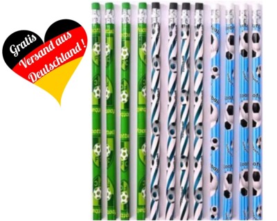 12er Set BLEISTIFTE MIT FUßBALL MOTIV   Mitgebsel Kindergeburtstag 3-fach 19cm