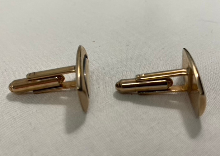 Hickok Gold-Tone Cufflinks~Rectangular Black Oval… - image 4