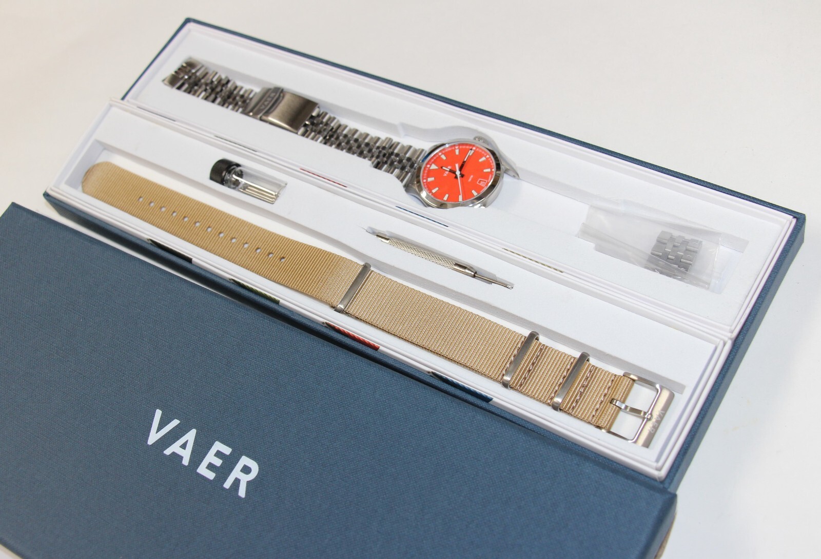 VAER C3 Atlas Orange USA Quartz 36mm Watch w/ Premium Jubilee