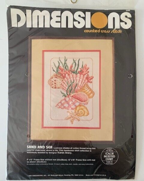 Dimensions Sand and Sea Shells #3590 Counted Cross Stitch New in Package Vintage