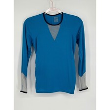 Lucky in Love Athletic Top Long Sleeve Mesh Teal Blue Tennis Golf Small