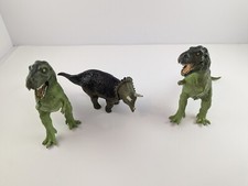 Vintage 1988 Carnegie Safari Triceratops and 2 T-Rex Figures Lot