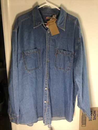 Vintage Levis Red Tab Button Up Denim Shirt Mens XL Long Sleeve Blue 1999 - Zdjęcie 1 z 8