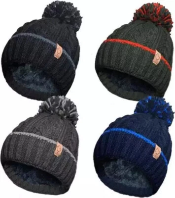 RockJock R80 Thermal Insulated Chunky Knit Ski Bobble Hat – Warm & Stylish
