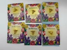 Lot Of 6 Cathedral Art Metal Co “Get Well Soon” Religious Angel Cherub Pins 1997