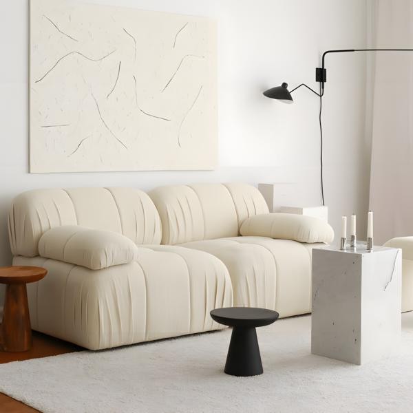 Couch Zweisitzer Sofa 2 Sitzer Polstersofa Beige Stoffsofa Moderne-image