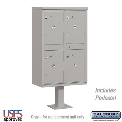 Outdoor Parcel Locker with 4 Compartments in Gray with USPS Access ? Type II
