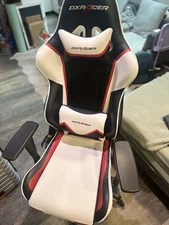 DXRacer Gaming Chair, White/Red/Black