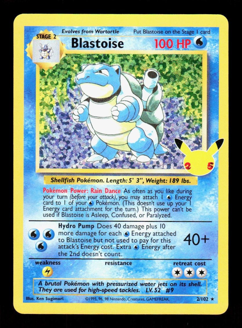 Blastoise 2/102 Celebrations: Classic Collection Pokemon Holo NM