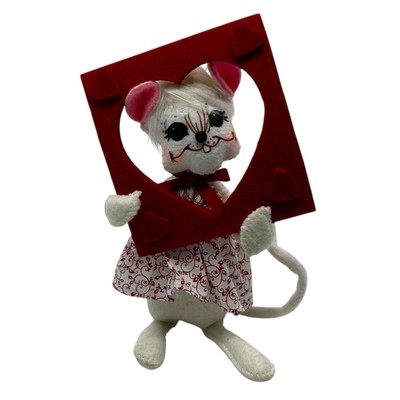 Annalee Valentine Mouse Red Heart Cutout 6  Plush Figure Toy Holiday Decor