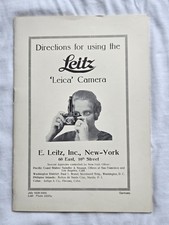 Original Leica Compur Leica Manual - First Instruction Book for 'Leica' Camera