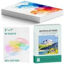 60 Sheets 5x7 Inch 140 lb 300 GSM 50 Cotton Cold Press Watercolor Paper