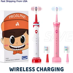 Kids Electric Toothbrush Rechargeable with 2 Brush Heads 3 Modes, 2-Minute Timer