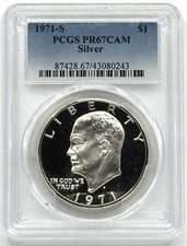 1971-S Eisenhower (Ike) Proof Silver Dollar PCGS PR67CAM Blue Label