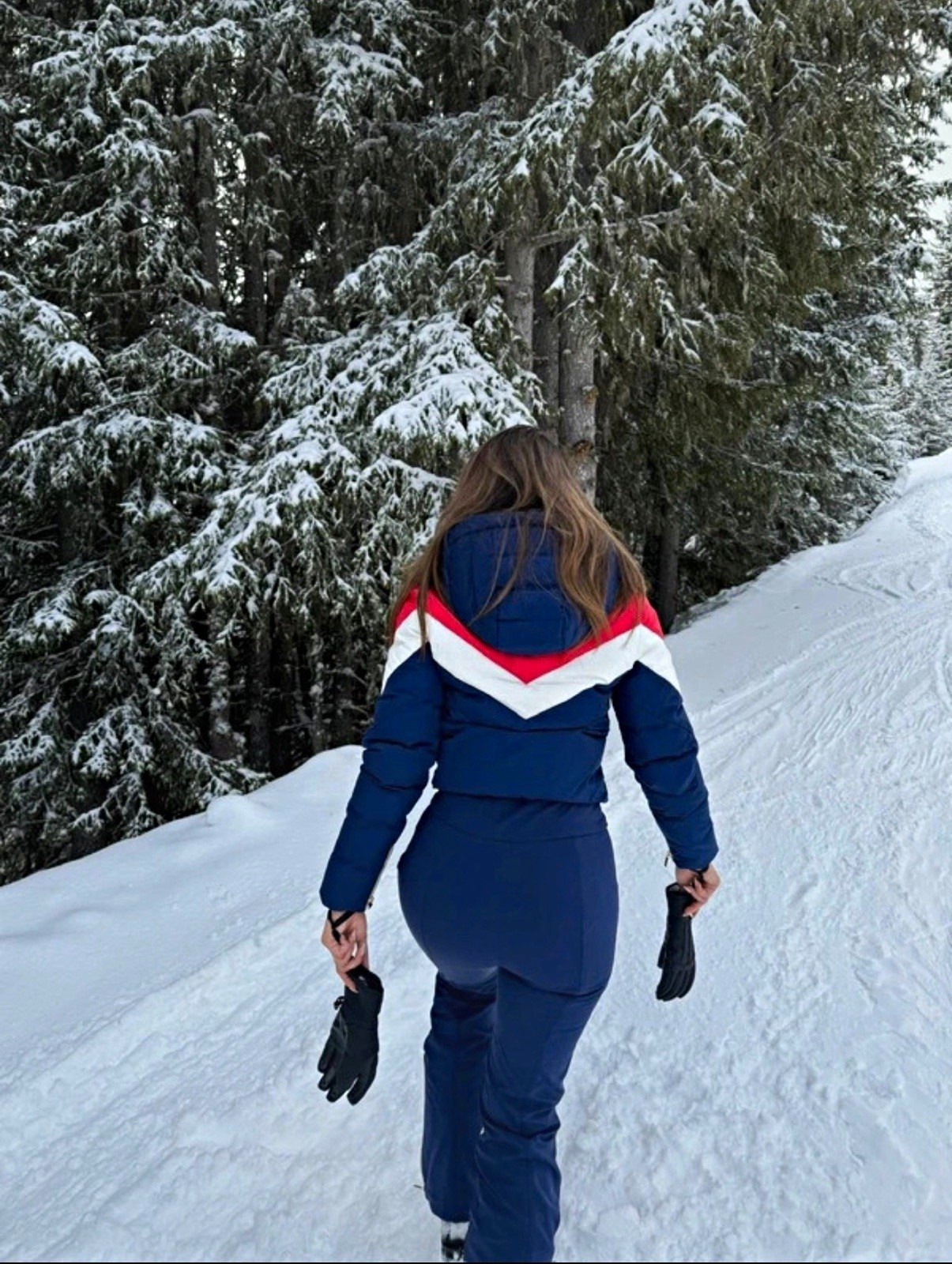 Traje de esquí My Sunday para mujer XS Chevron azul marino
