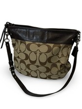 Coach Signature Zoe Large Khaki Mahogany Nickel Hardward Jacquard Canvas Bag