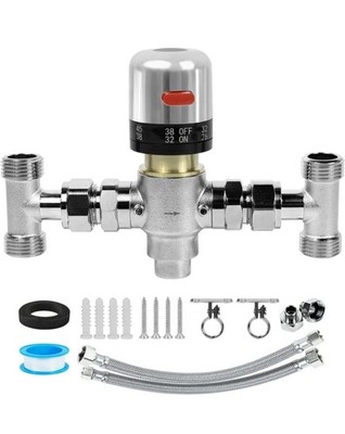 Adjustable Temperature Bypass Sensor Valve Kit for Instant Hot Water Recircul...