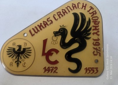 ADAC Plakette Motorsport Lucas Cranach Trophy 1975 - Kronach Oberfranken, Badge