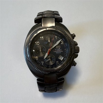 Timex Chronograph Black Dial Stainless Steel Men's Watch Quartz Date Tachymeter