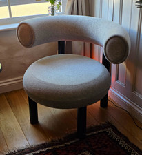 Tom Dixon Fat Lounge Chair - Light Grey Kvadrat Wool & Polished Black Steel
