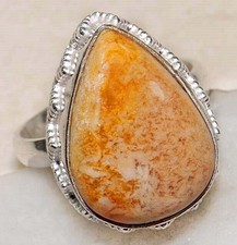 Natural Picture Jasper 925 Solid Sterling Silver Ring Jewelry Sz 7.5 B17-8
