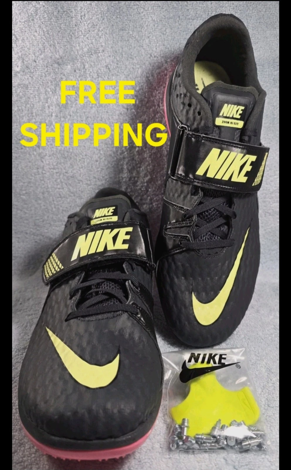 Nike HIGH JUMP ELITE Anthracite Light Lemon Pink Black Sz 12.5 806561-003 Yellow
