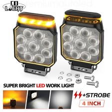 2X 4" LED Work Flood Lamp Warning Fog Light For Recovery Lightbar Strobe 12V/24V