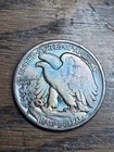 1941 D Gorgeous Toned Walking Liberty Half Dollar Blue Rainbow Gold Toned 🌈